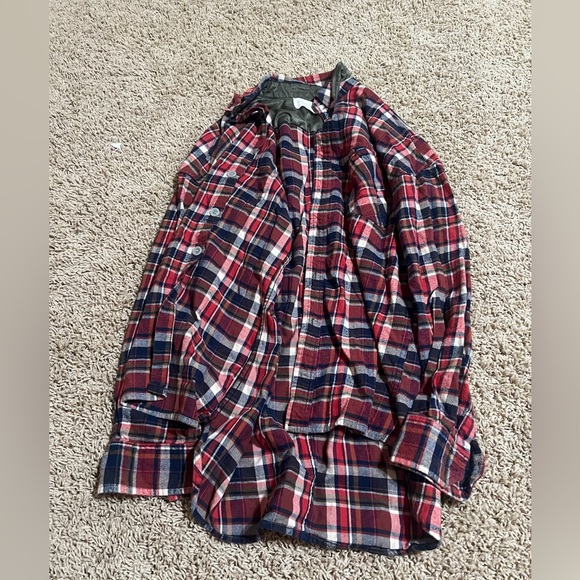 RARE essentials fog red flannel button down